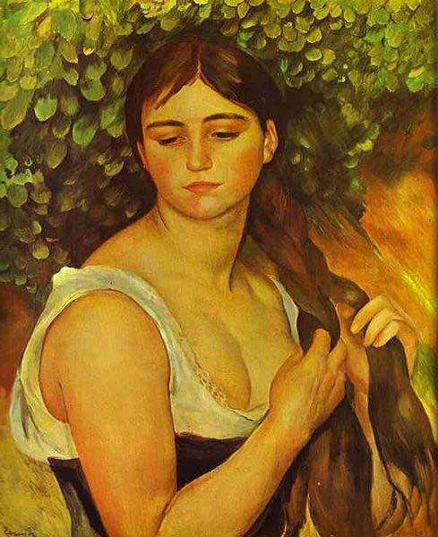 Pierre-Auguste Renoir Girl Braiding Her Hair Germany oil painting art